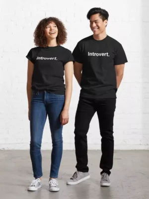 Introvert - One Word Generic Self Deprecating Humor Classic T-Shirt couple by AI Artz