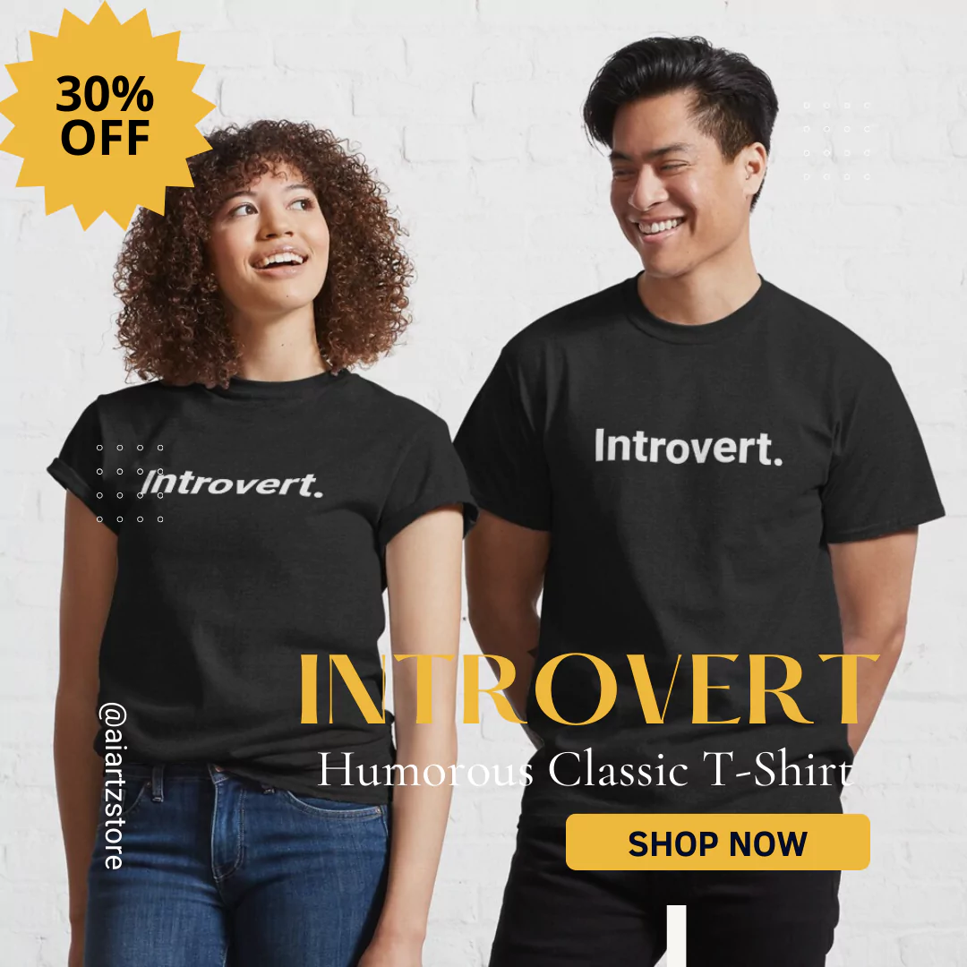 Introvert - One Word Generic Self Deprecating Humor Essential T-Shirt by AI Artz