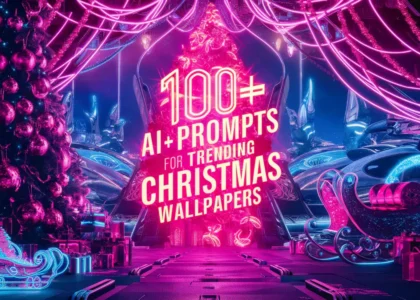 Vibrant cyberpunk Christmas wallpaper promotion by AI Artz