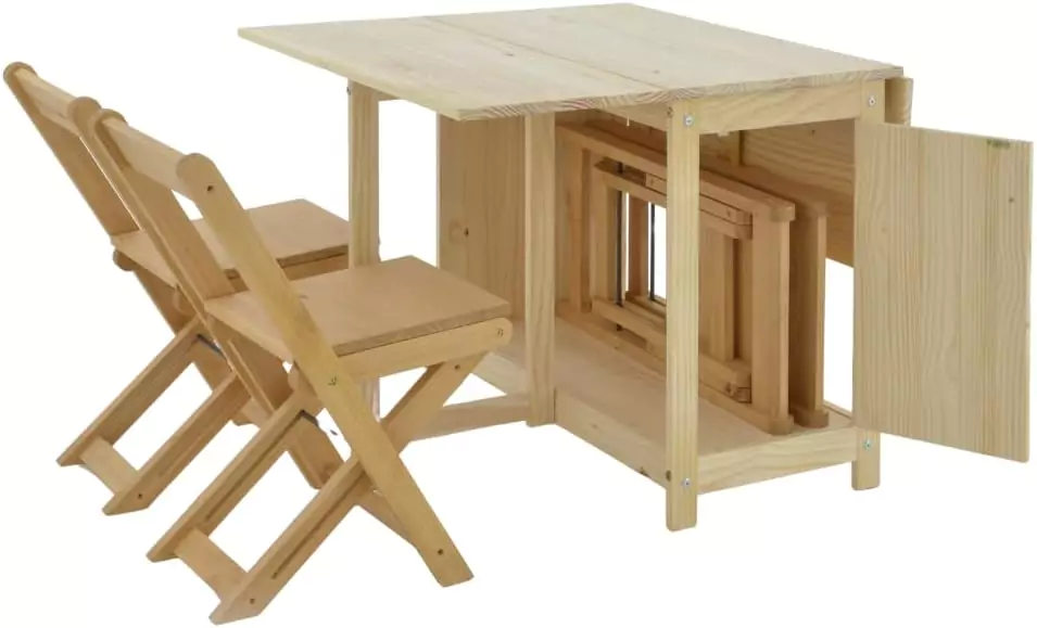 Solid Wood Foldable Dining Table and Chair - Transformative Design & Mobility