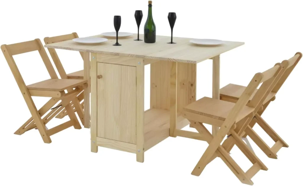 Solid Wood Foldable Dining Table and Chair
