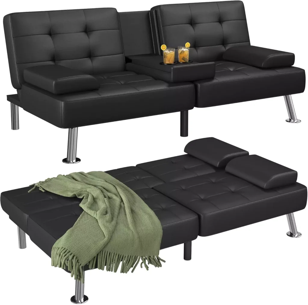 Flamaker Futon Sofa Bed Modern Folding Futon Set Convertible Recliner Lounge for Living Room