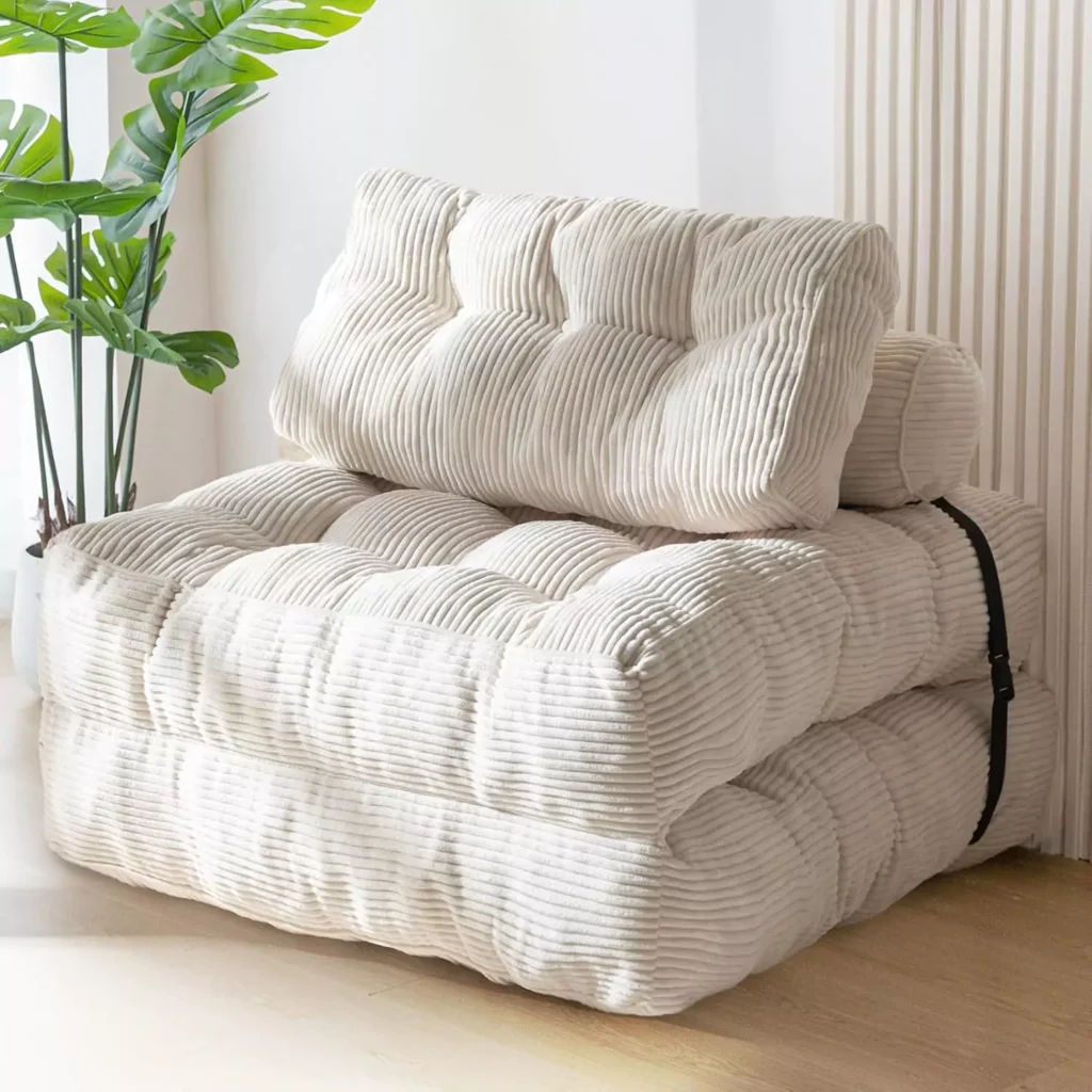 MAXYOYO Folding Sofa Bed, Convertible Sleeper Chair with Pillow Foldable Mattress with Back Support