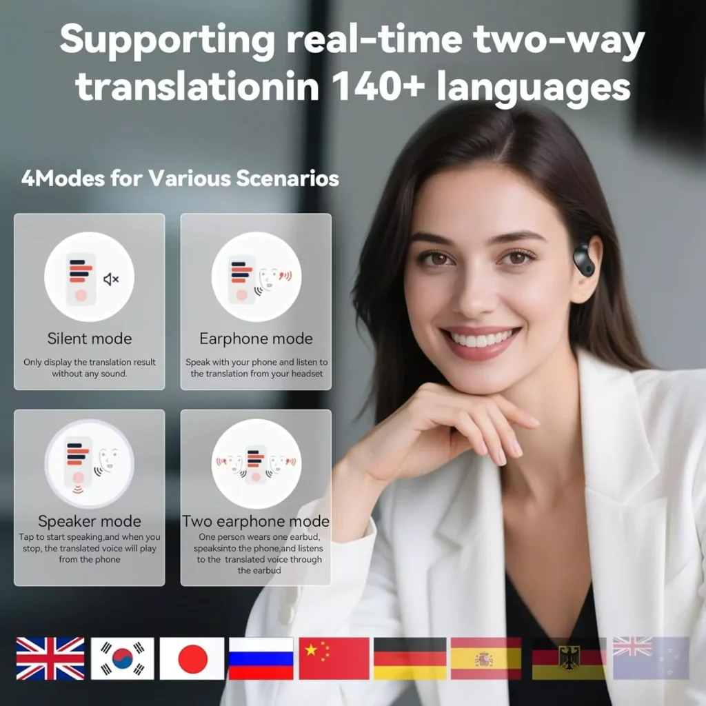 AI-powered translation earbuds real-time - Xmenha AI Translation Earbuds, Translation Earbuds Real Time, 144 Languages Translation Device Ai Translator Earbuds Translating Headphones Real Time Ai Headphones Language Translation