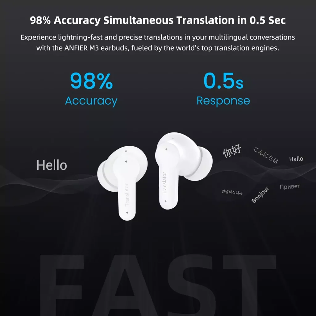 AI-powered translation earbuds real-time - ANFIER M3 AI Translator Earbuds, M3 Offline AI Translator Earbuds Support 144 Languages & Accents Translation Two-Way Translation Translator Device AI Translation Earbuds Real Time No Subscription Required