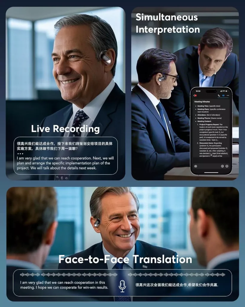 AI-powered translation earbuds real-time - Paekole Real-Time Translation Earbuds, Translation Earbuds Real Time - AI 144 Language Translator Earbuds, Audifonos Traductores Inglés Español, 3-in-1 Translating Device, Translate Ear Buds for Travel Learning with Charging Case